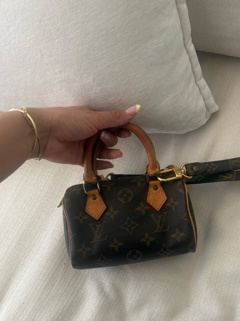 Vintage Louis Vuitton Monogram Mini Speedy Top-Handle Crossbody in Brown and Tan